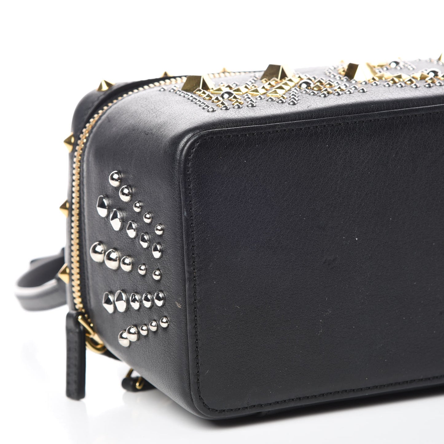 Calfskin Studded Rockstar Vanity Case Black