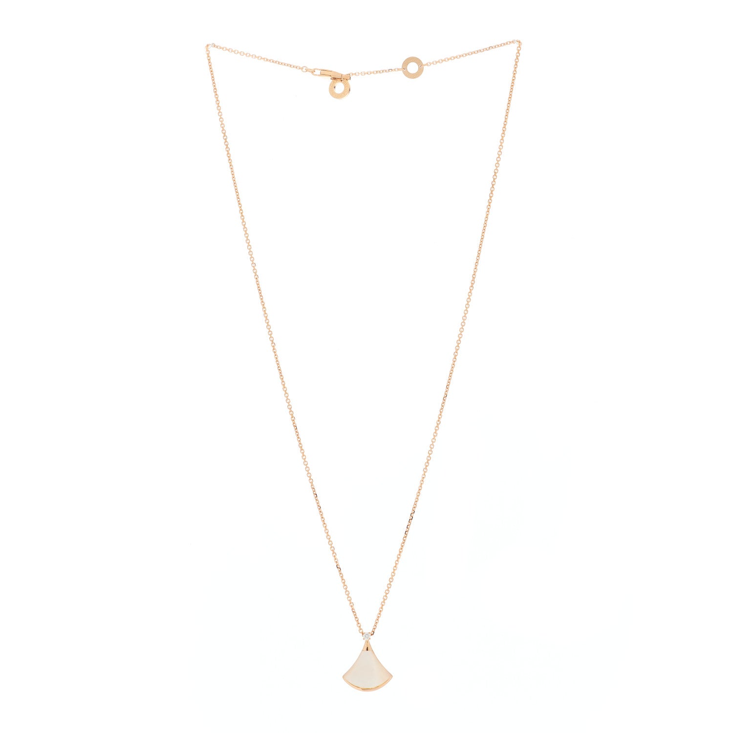 Bulgari 18K Rose Gold Diamond Mother of Pearl Small Divas' Dream Pendant Necklace 3 of 9
