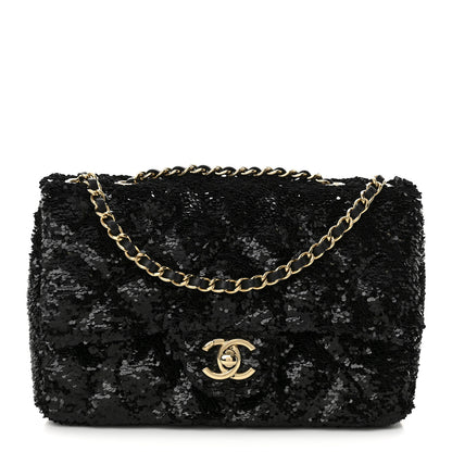 Chanel Sequin Quilted Small Single Flap Black 1 of 11