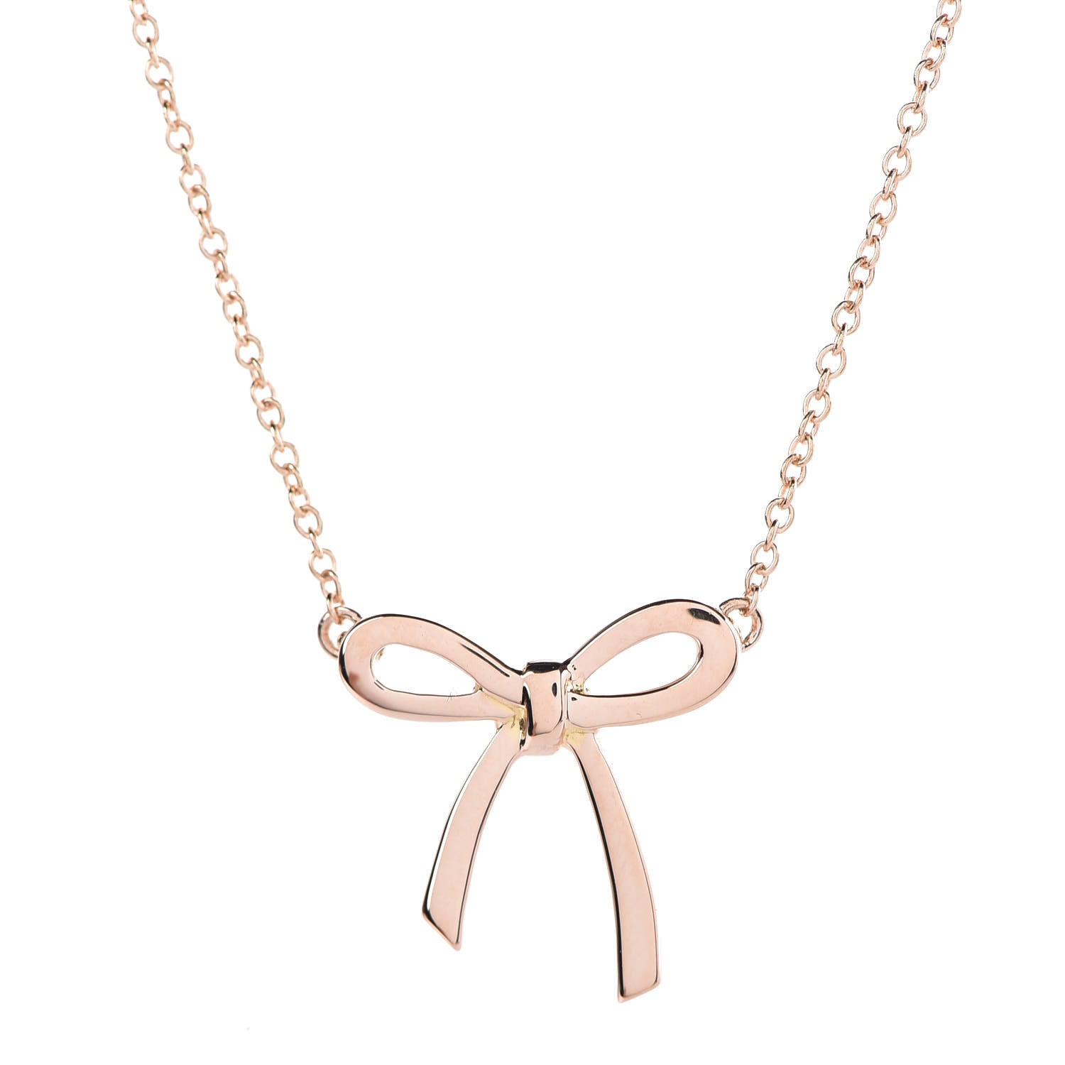 Tiffany 18K Rose Gold Mini Bow Pendant Necklace 4 of 6