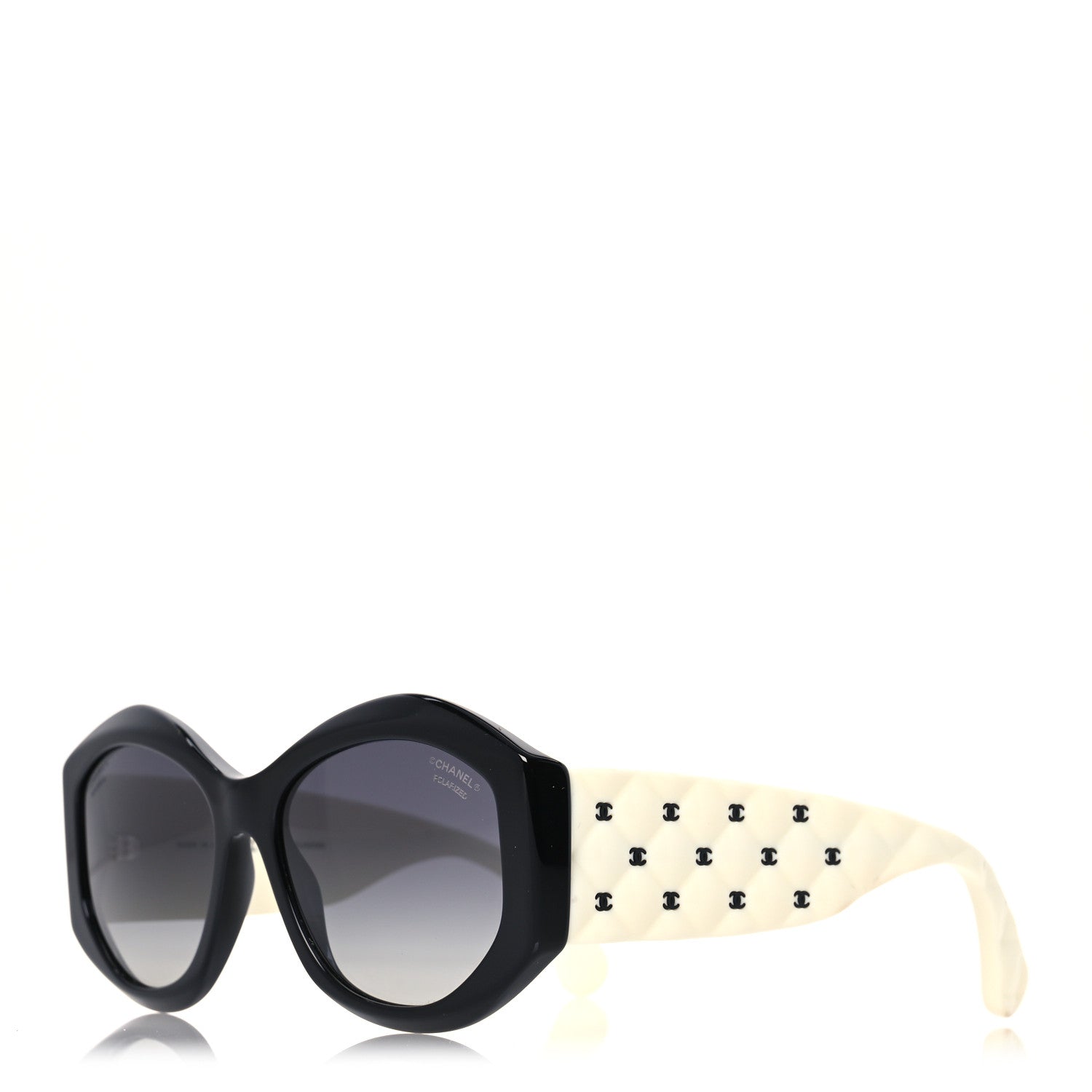 Chanel Acetate Quilted CC Sunglasses 5486 White Black 1 of 8