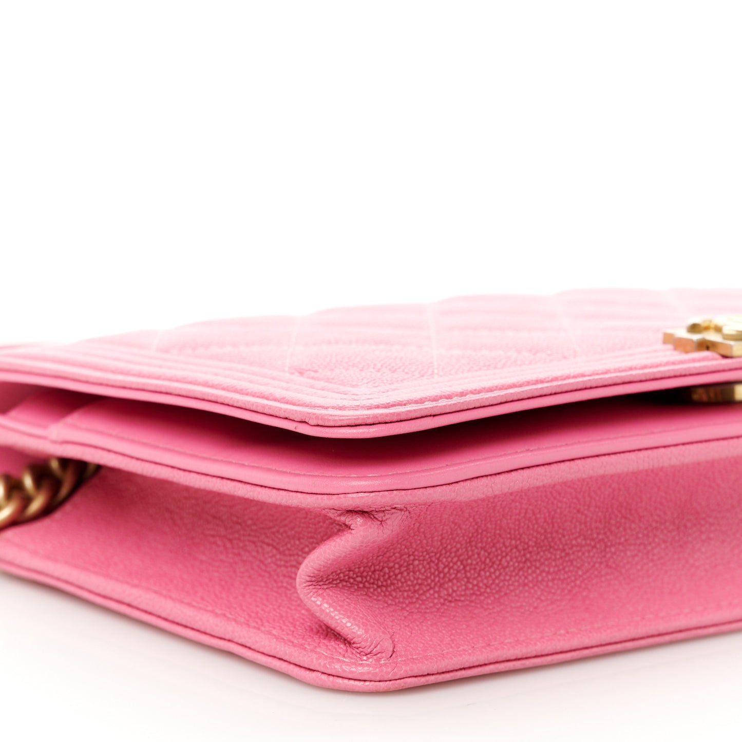 Caviar Quilted Boy Wallet On Chain WOC Pink