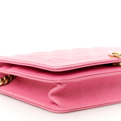 Chanel Caviar Quilted Boy Wallet On Chain WOC Pink 10 of 12