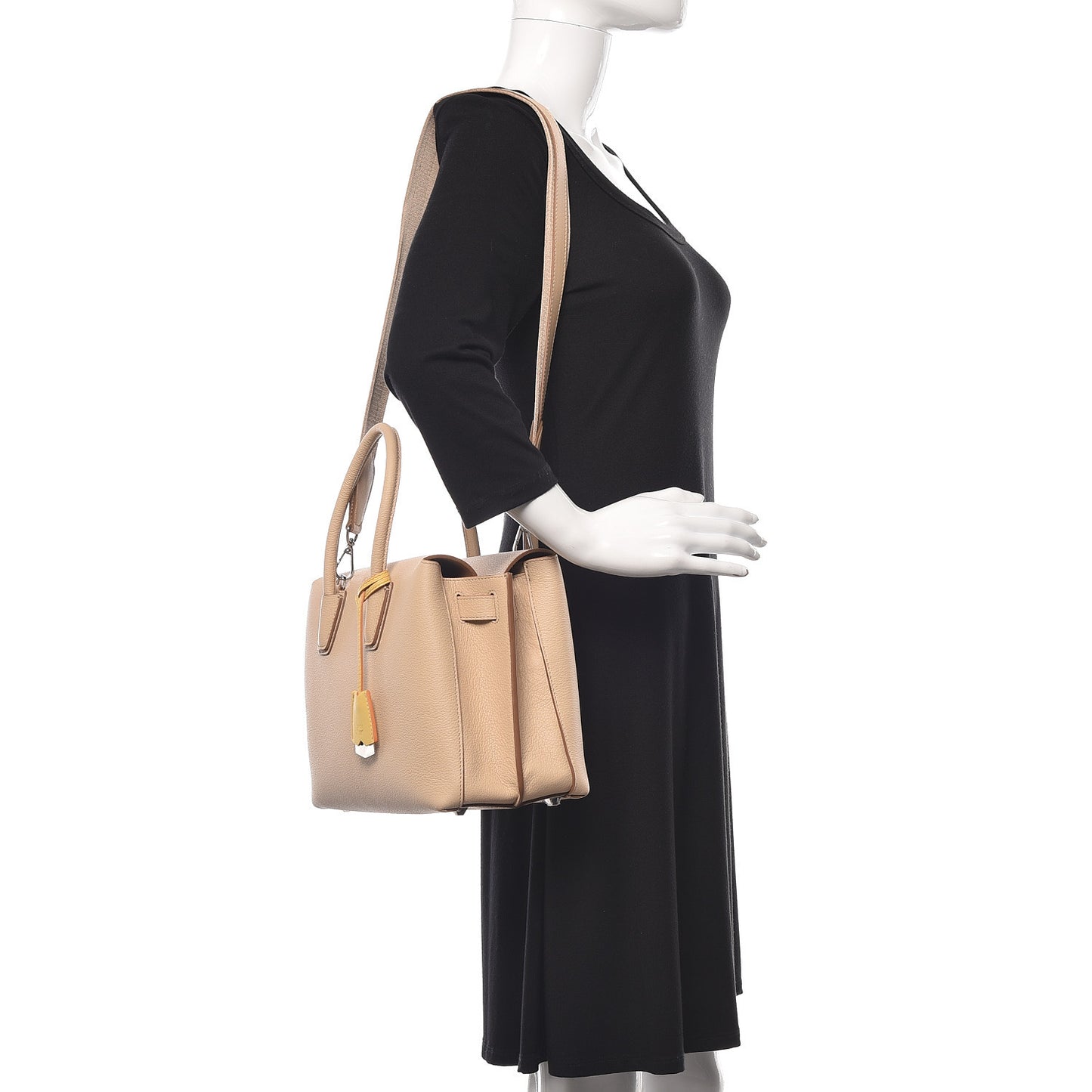 Grained Calfskin Medium Milla Tote Latte Beige