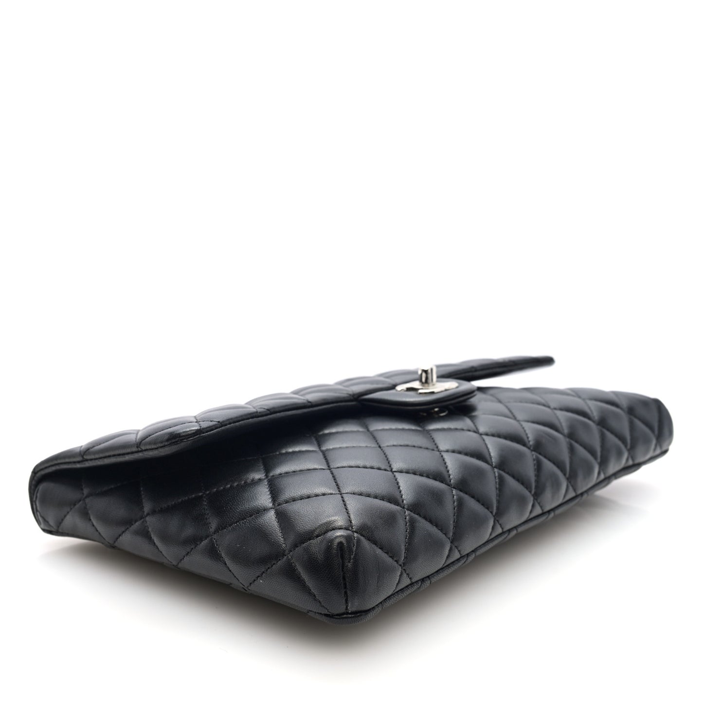 Lambskin Quilted Flap Clutch Black