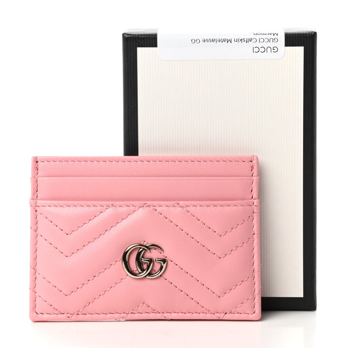 Calfskin Matelasse GG Marmont Card Holder Wild Rose