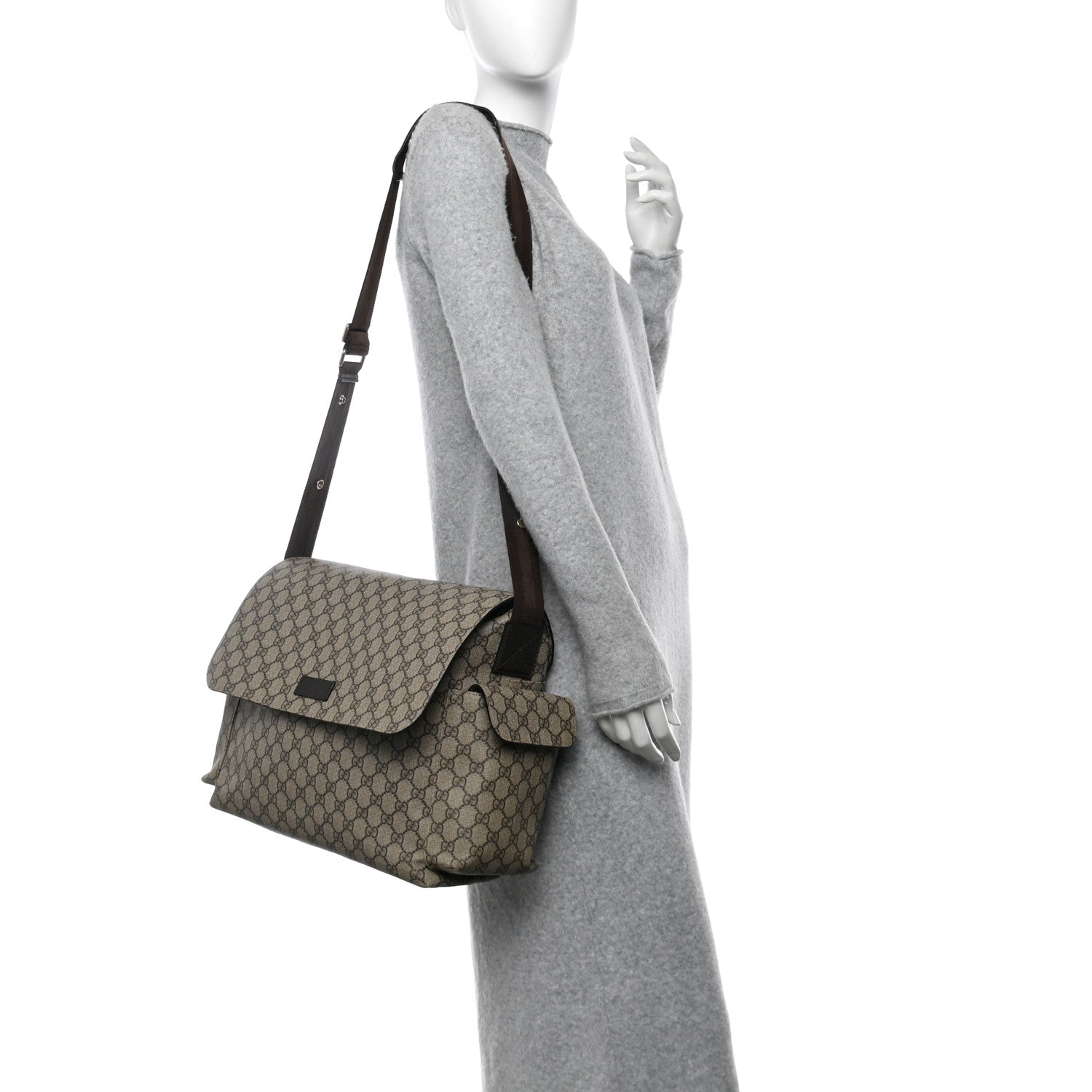 Gucci GG Plus Monogram Messenger Diaper Bag Dark Brown 2 of 12