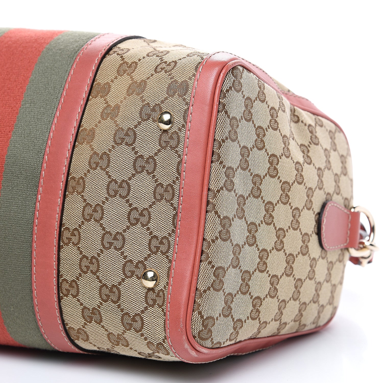Gucci Monogram Medium Vintage Web Boston Pink 9 of 16
