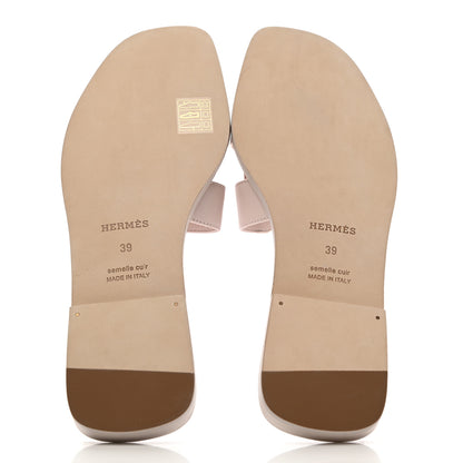 Hermes Box Calfskin Oran Sandals 39 Rose Pale 5 of 8