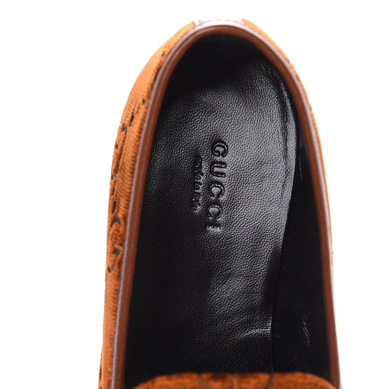 Gucci Velvet GG Monogram Horsebit Womens Jordaan Loafers 38.5 Cognac Green 7 of 11