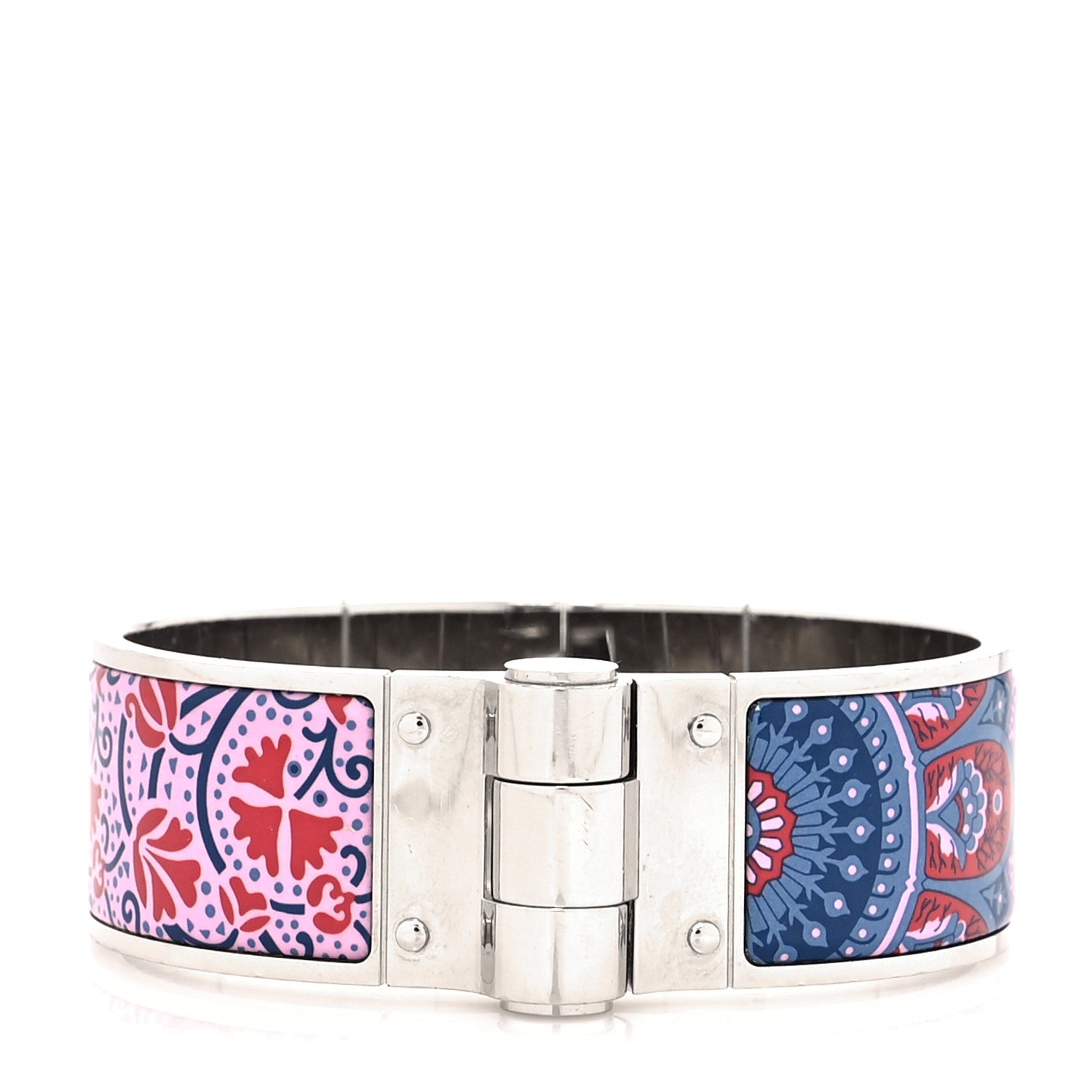 Hermes ERMES Enamel Printed Wide Cachemire Fleuri Hinged Bracelet M Surnaturel 1 of 5