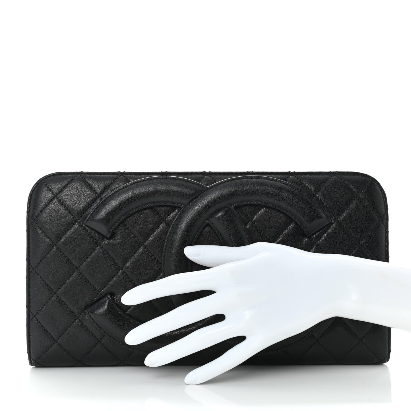 Lambskin Quilted Coco Midnight Clutch Black