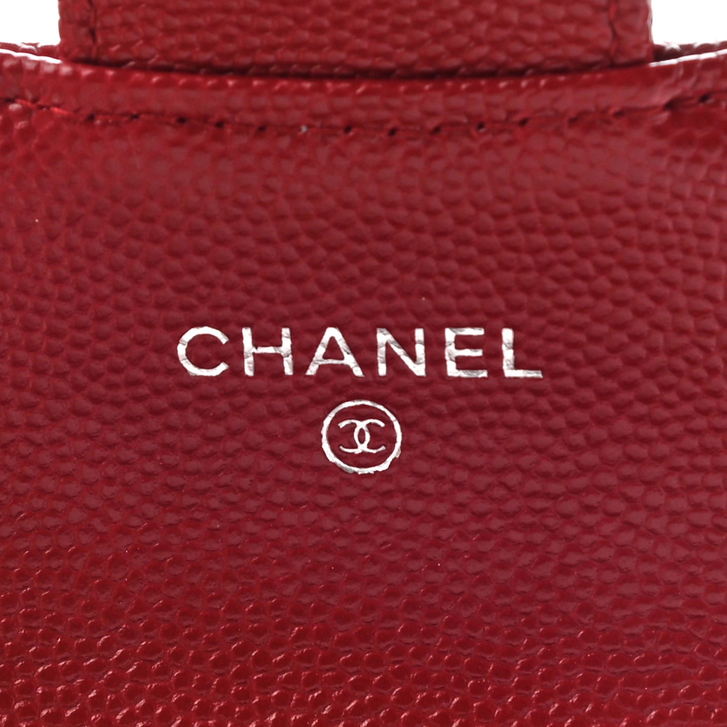Caviar Quilted Flap Card Holder Dark Red