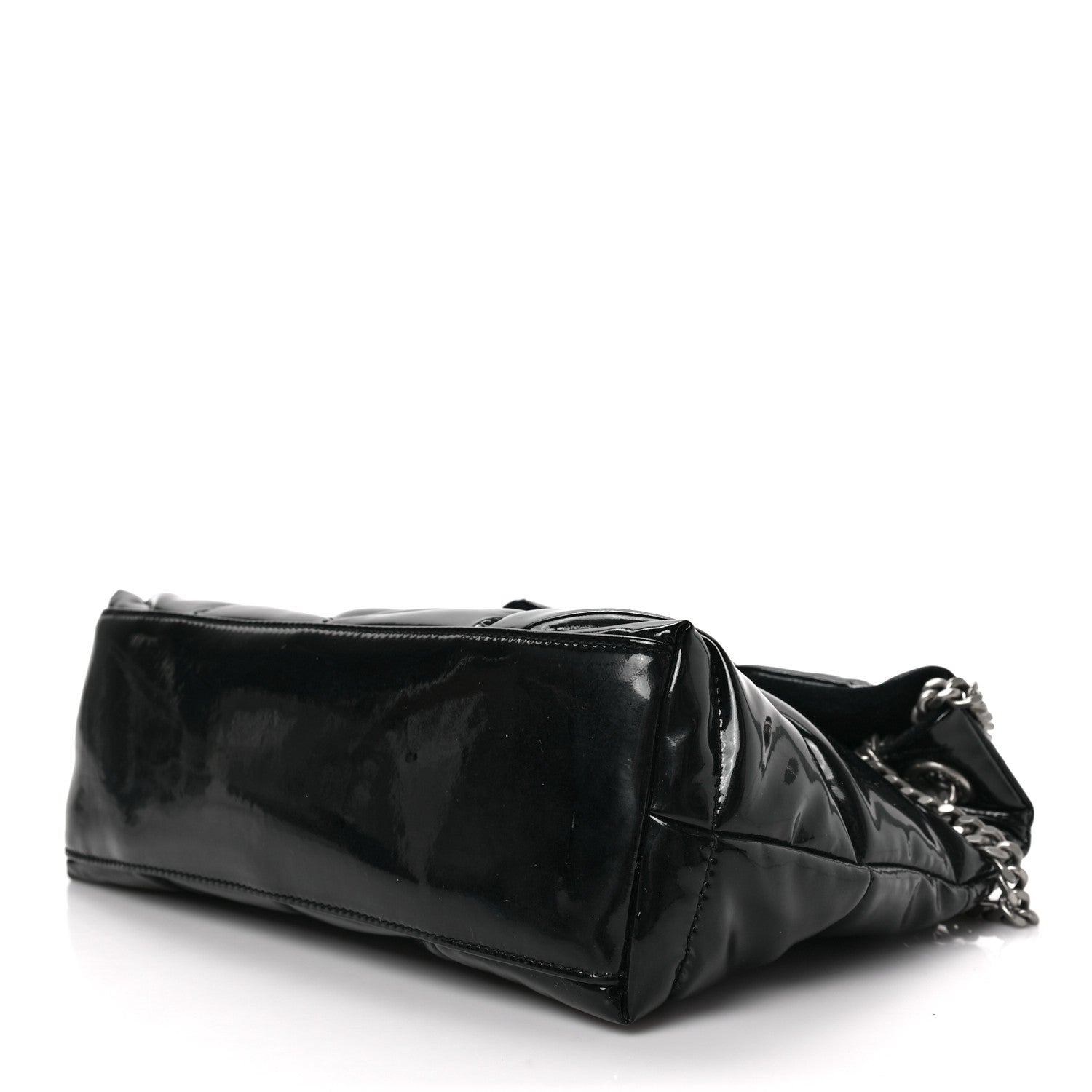 Saint Laurent Patent Quilted Small Loulou Puffer Monogram Chain Satchel Black 8 of 8