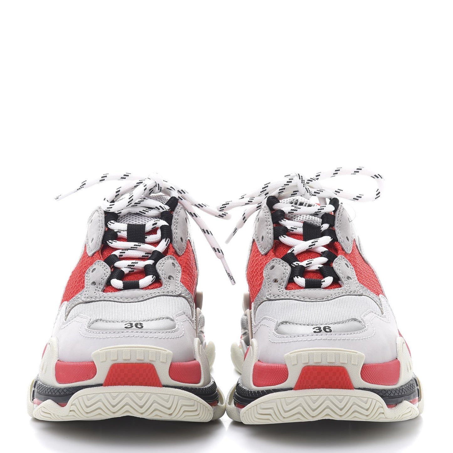 Fabric Mesh Womens Triple S Sneakers 36 Red Grey White