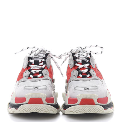 Balenciaga Fabric Mesh Womens Triple S Sneakers 36 Red Grey White 2 of 10