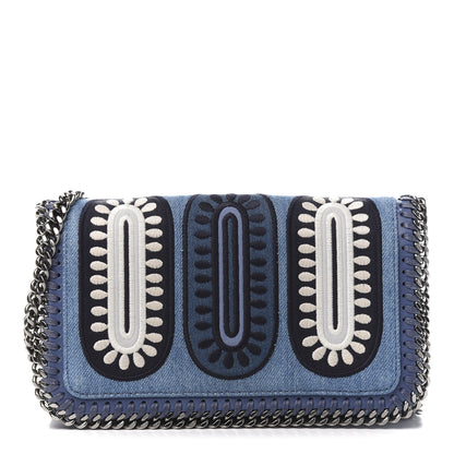 Stella McCartney Eco Denim Embroidered Zigarette Falabella Crossbody Blue 1 of 10