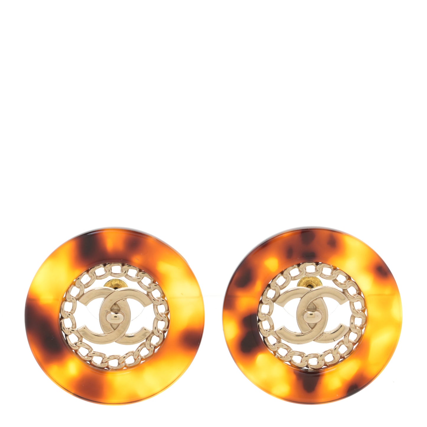 Resin CC Earrings Tortoise Gold