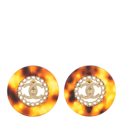 Chanel Resin CC Earrings Tortoise Gold 1 of 5