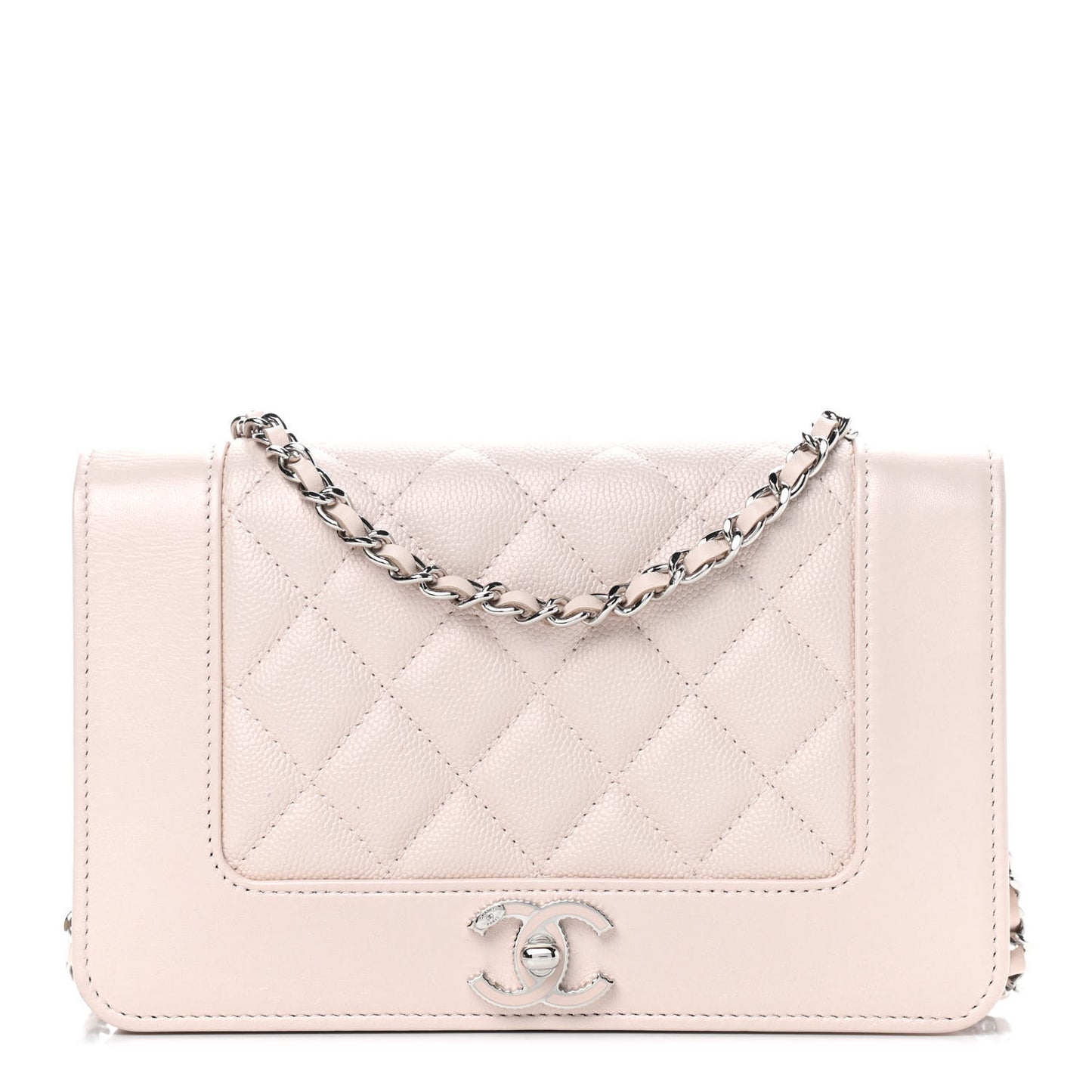 Caviar Quilted Vintage Mademoiselle Wallet On Chain WOC Beige