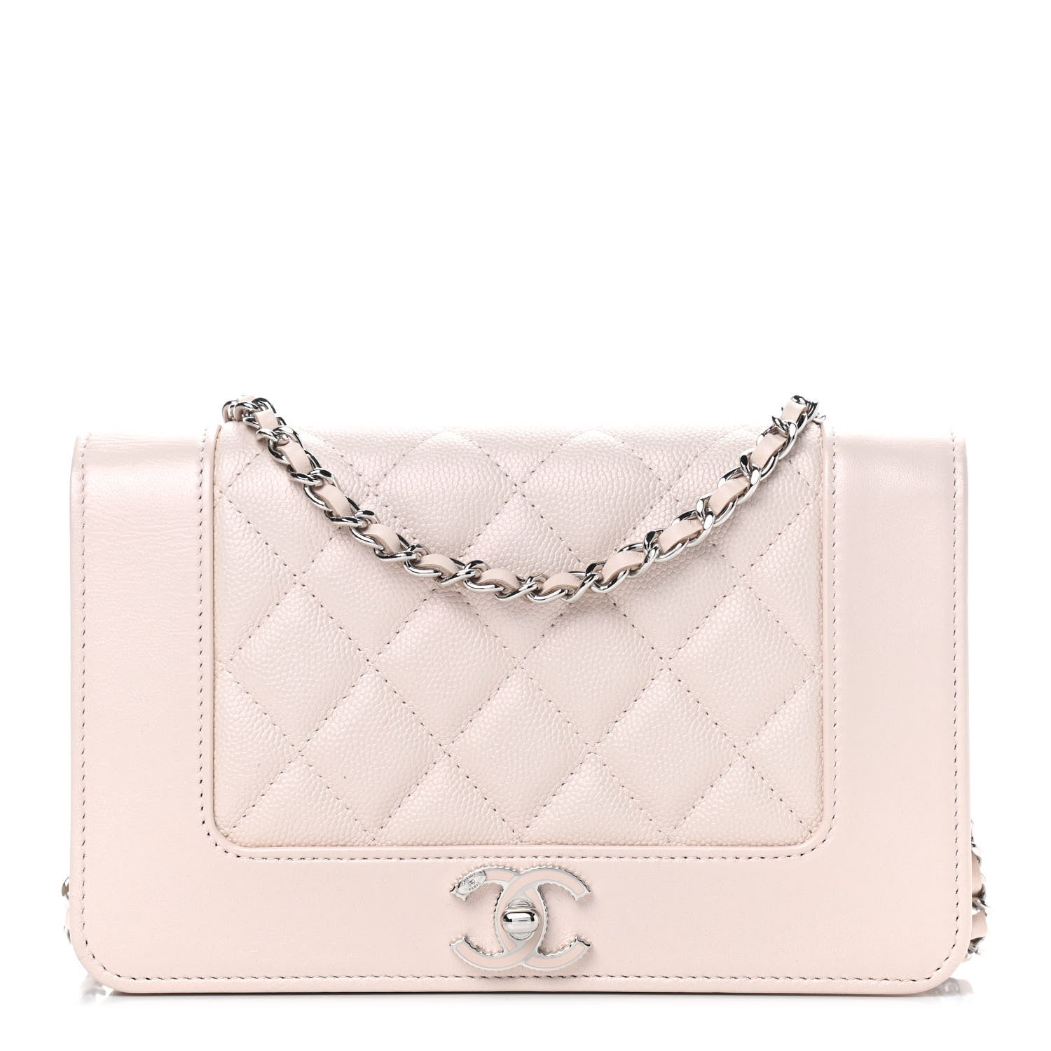 Chanel Caviar Quilted Vintage Mademoiselle Wallet On Chain WOC Beige 1 of 12