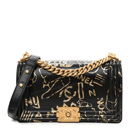 Chanel Calfskin Crocodile Embossed Graffiti Cocodile Medium Boy Flap Black 1 of 10