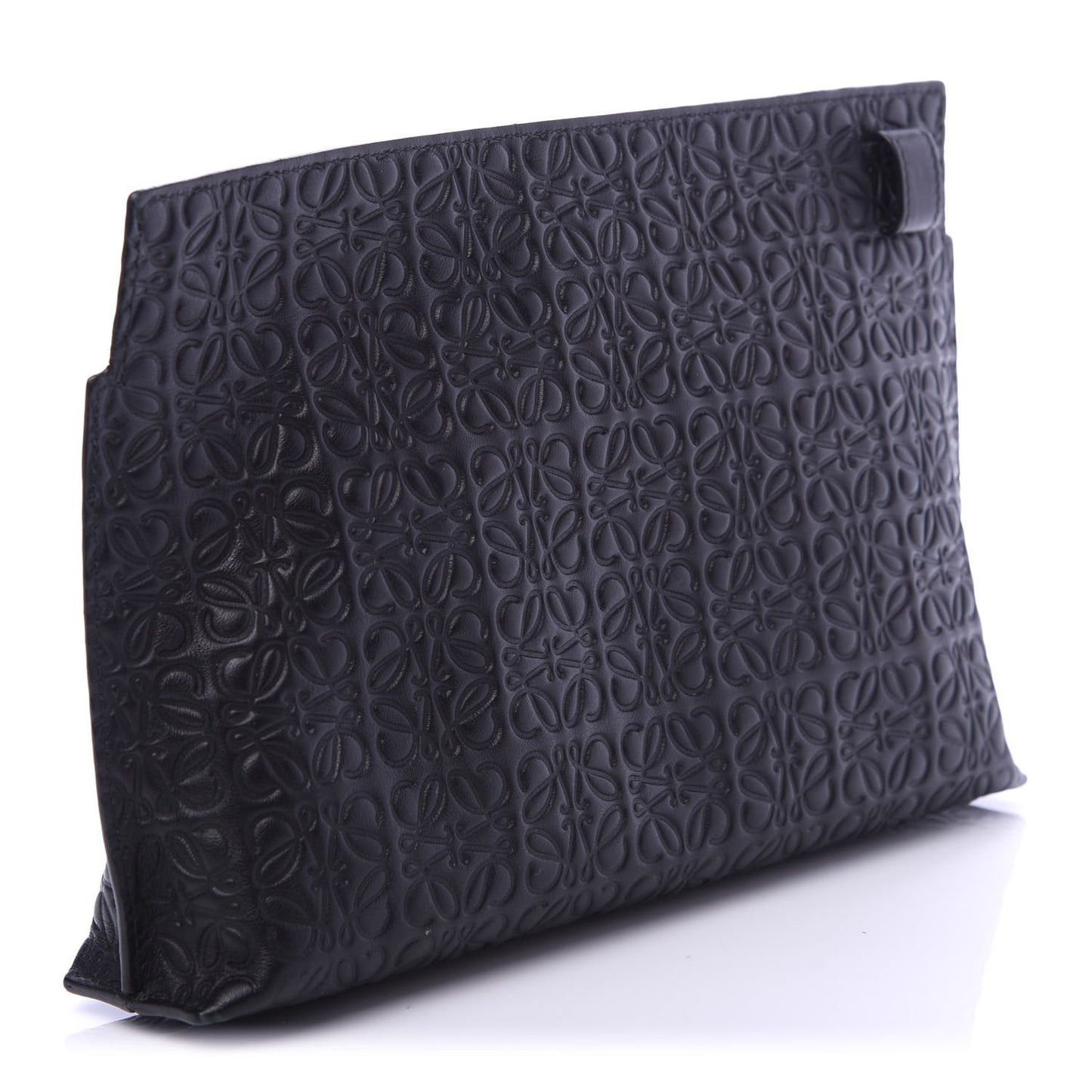 Calfskin Embossed Medium Repeat T Pouch Black