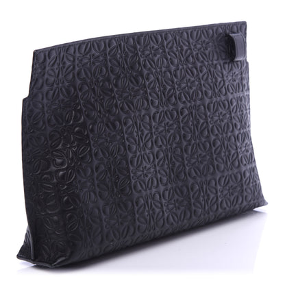 Loewe Calfskin Embossed Medium Repeat T Pouch Black 3 of 9