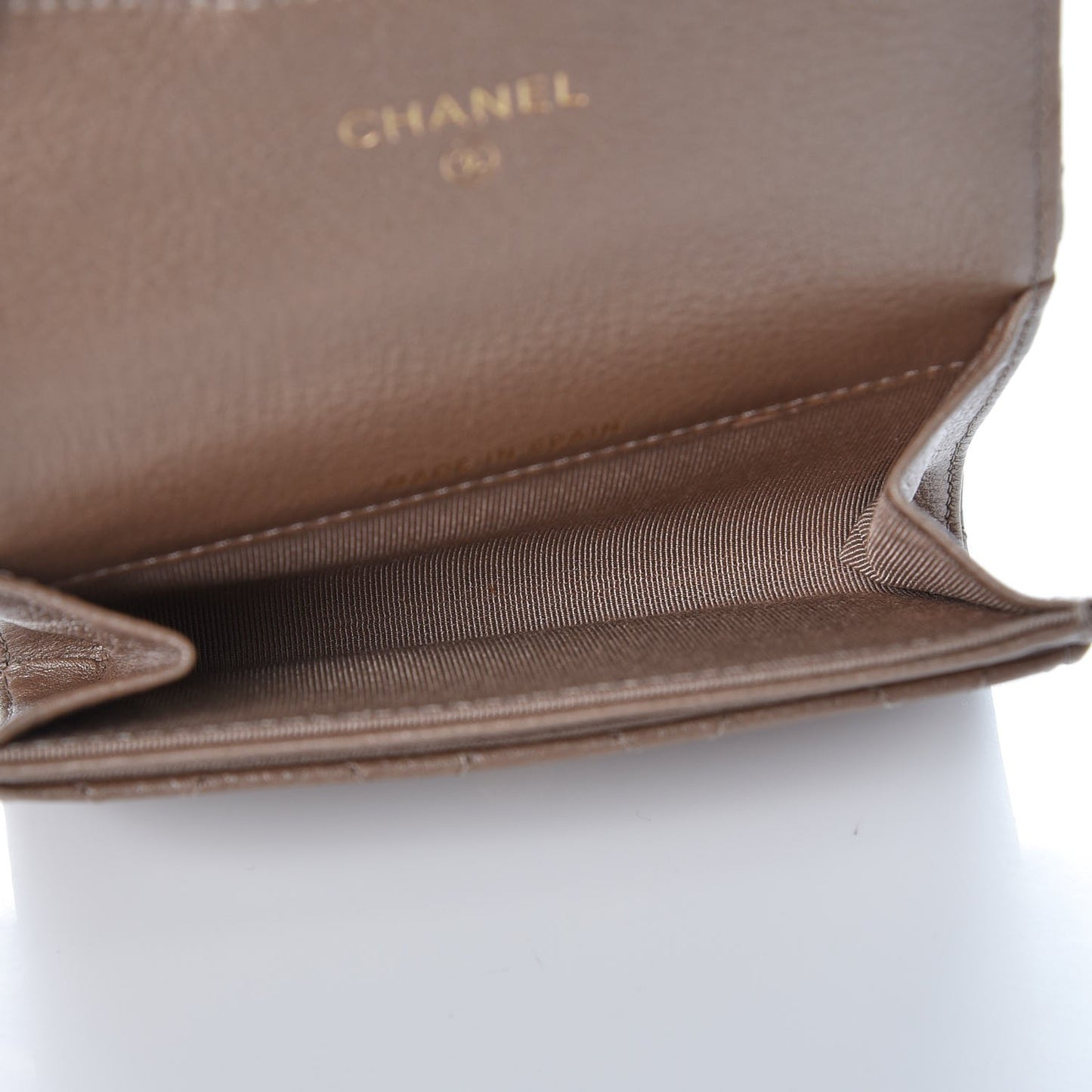 Metallic Calfskin Quilted Reissue Card Holder Wallet Gold