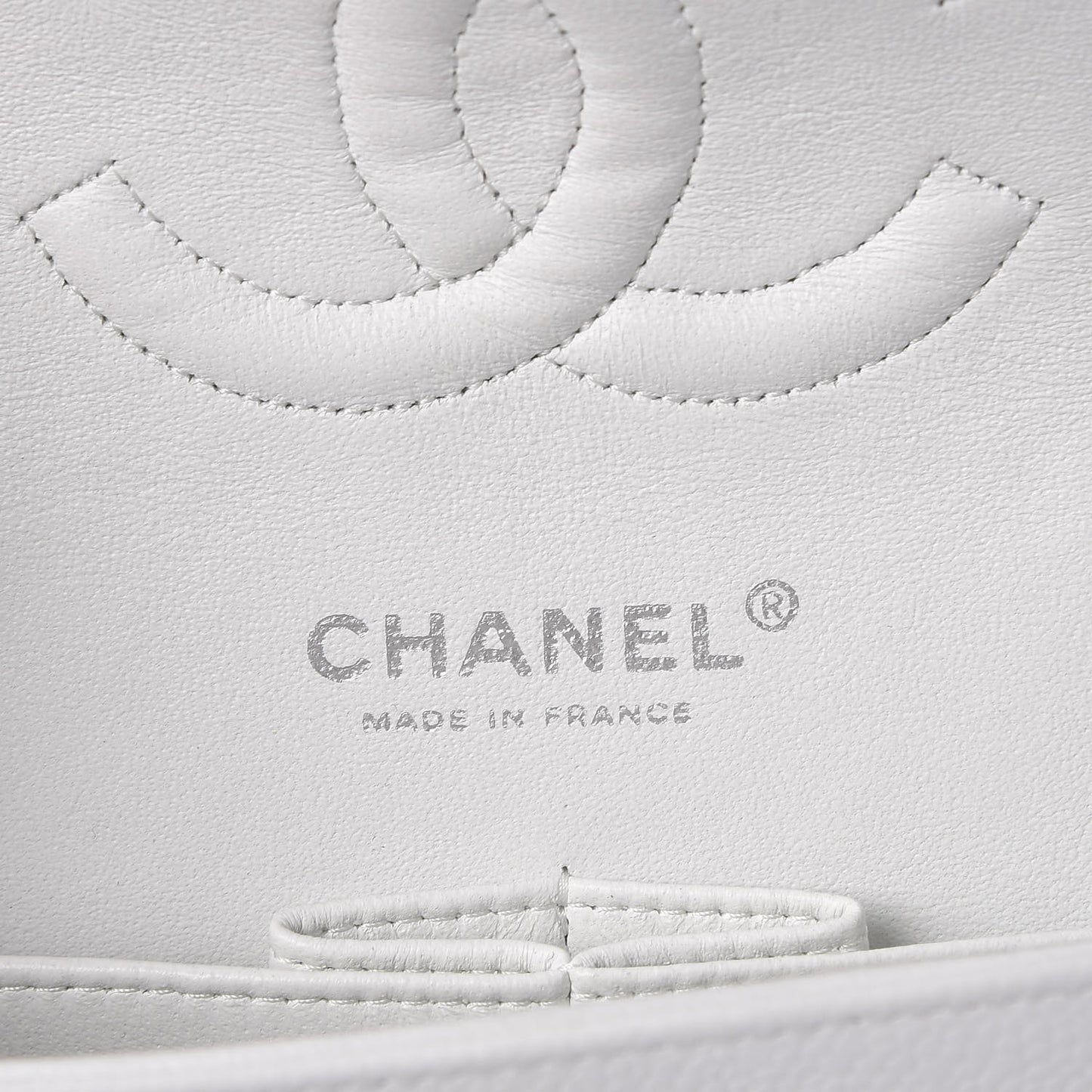 Caviar Quilted Medium Double Flap White