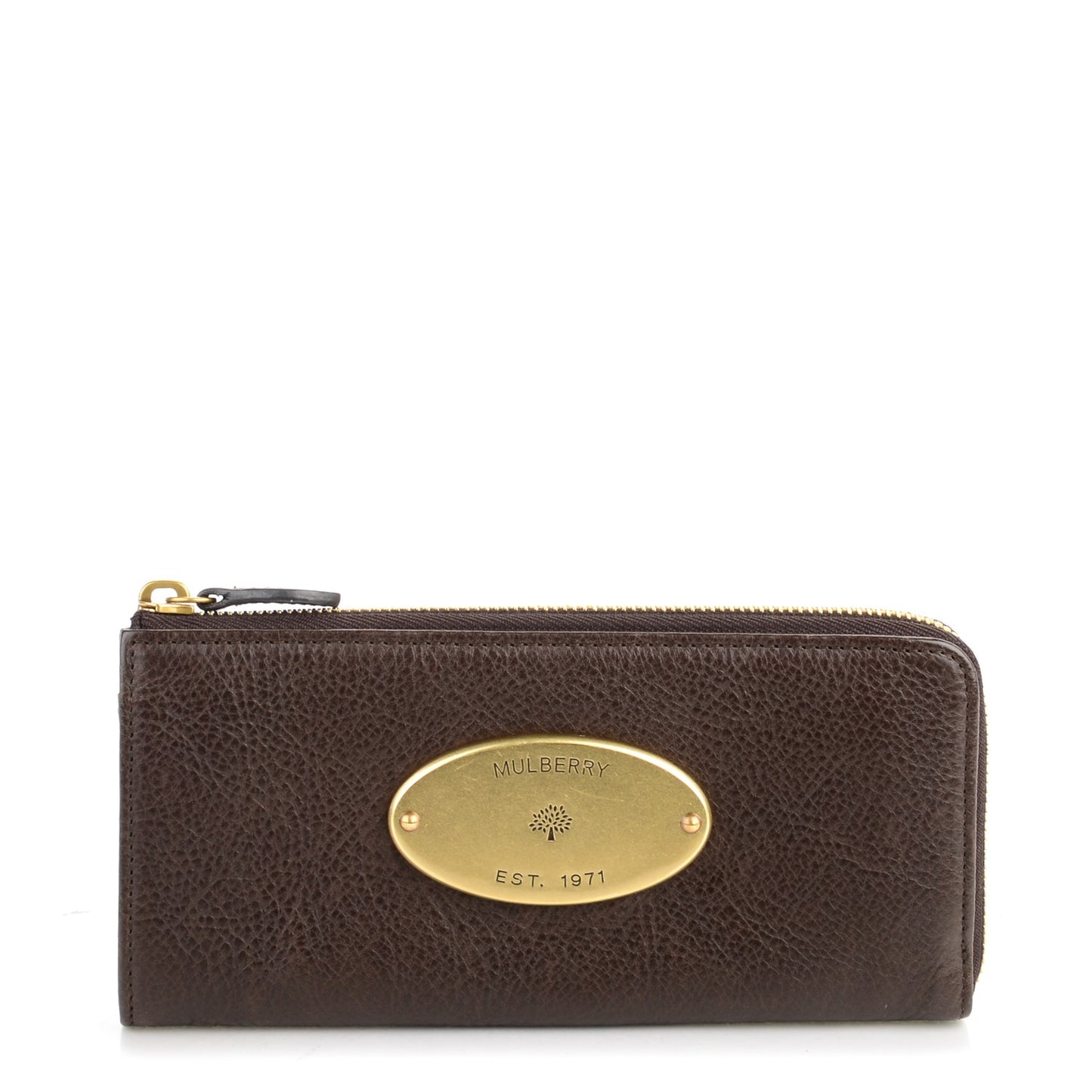 Natural Leather Slim Zip Around Wallet Chocolate