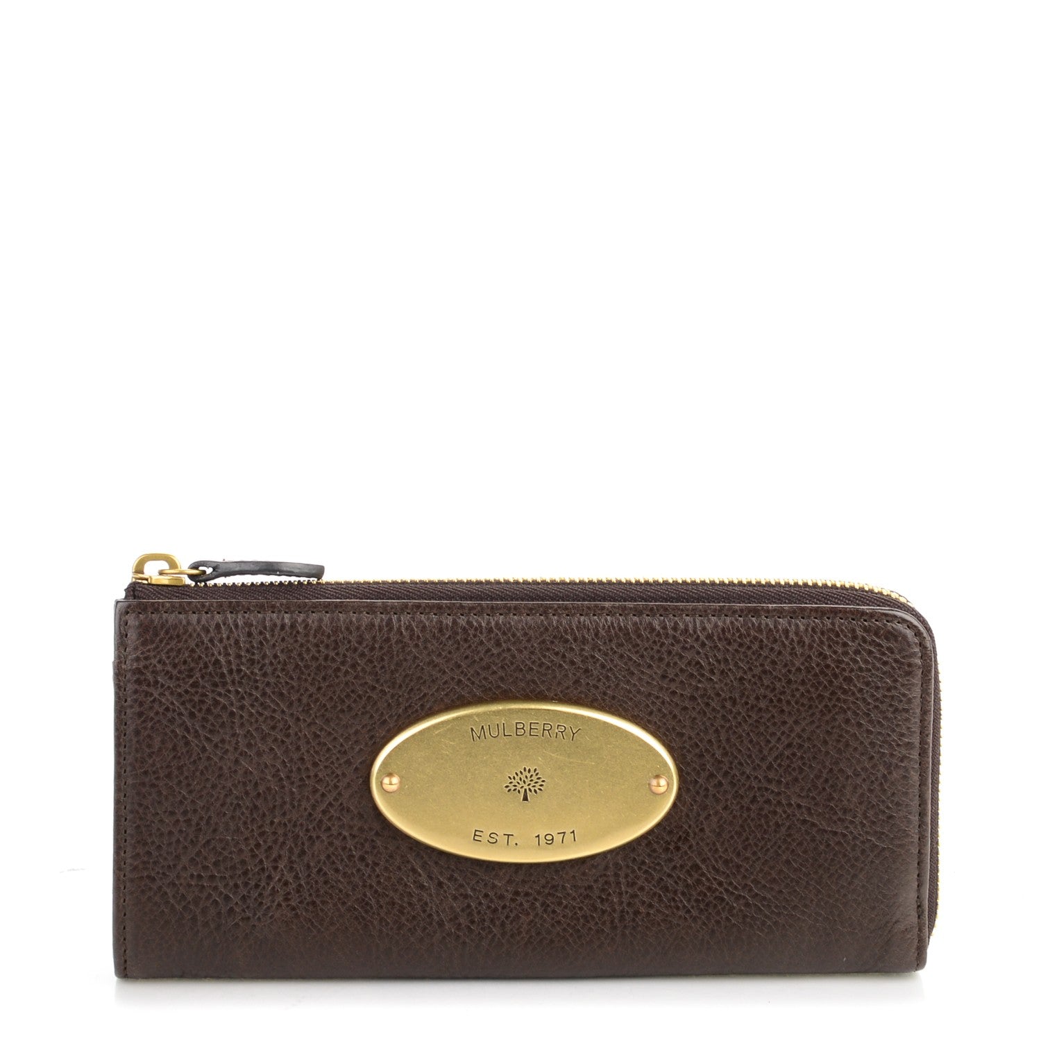Mulberry Natural Leather Slim Zip Around Wallet Chocolate 1 of 5