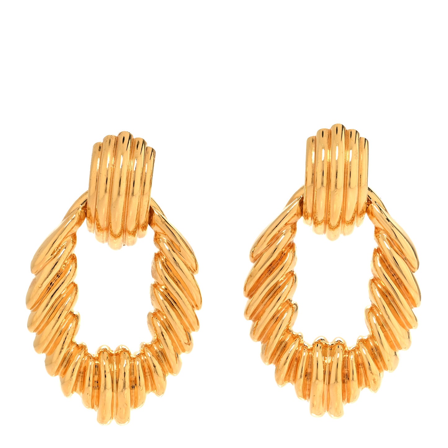 Brass Link Vintage Clip On Earrings Gold