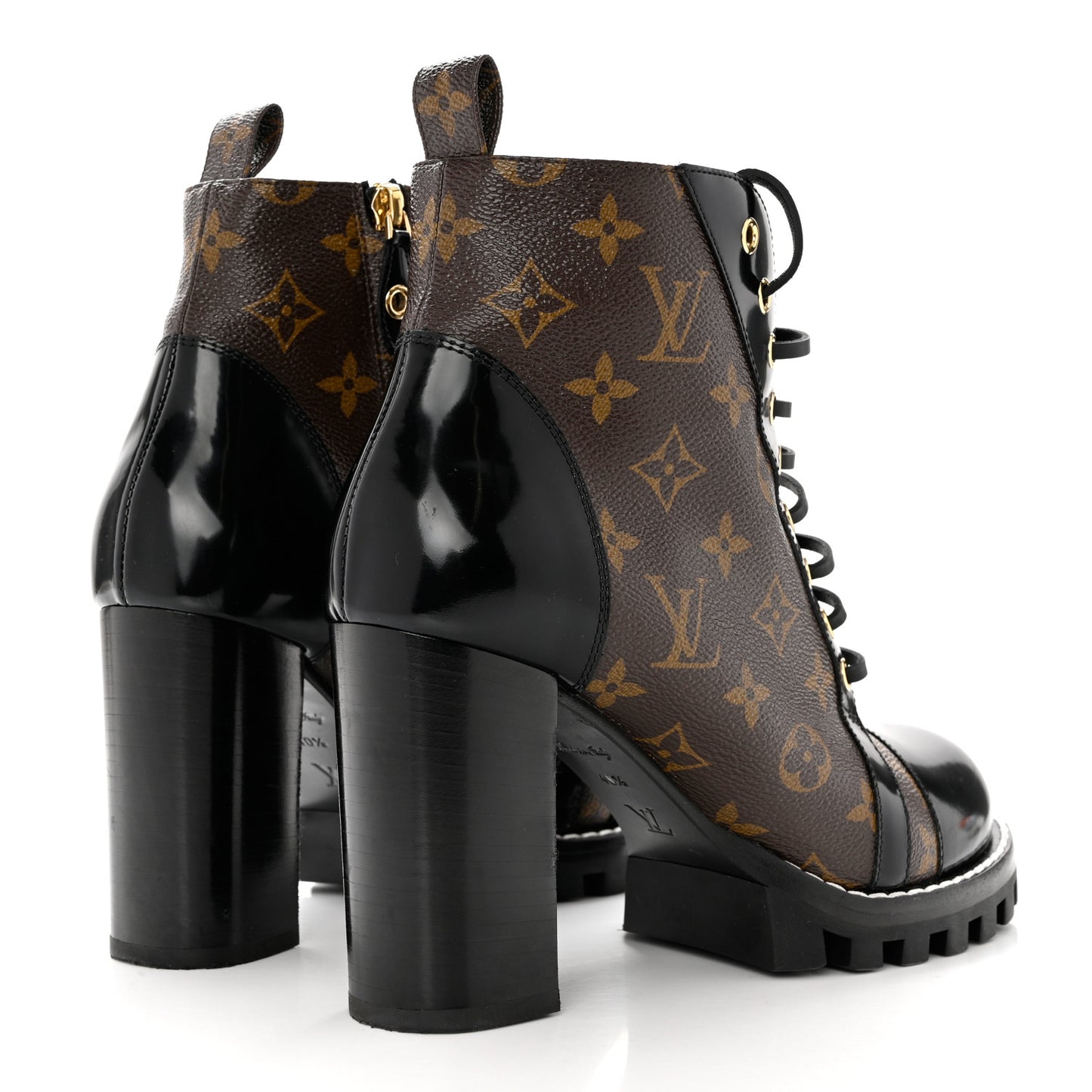 Patent Calfskin Monogram Star Trail Ankle Boots 40.5 Black