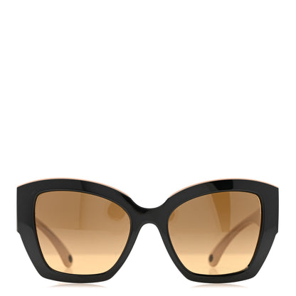 Chanel Acetate Square Sunglasses 6058 Black Beige 2 of 9
