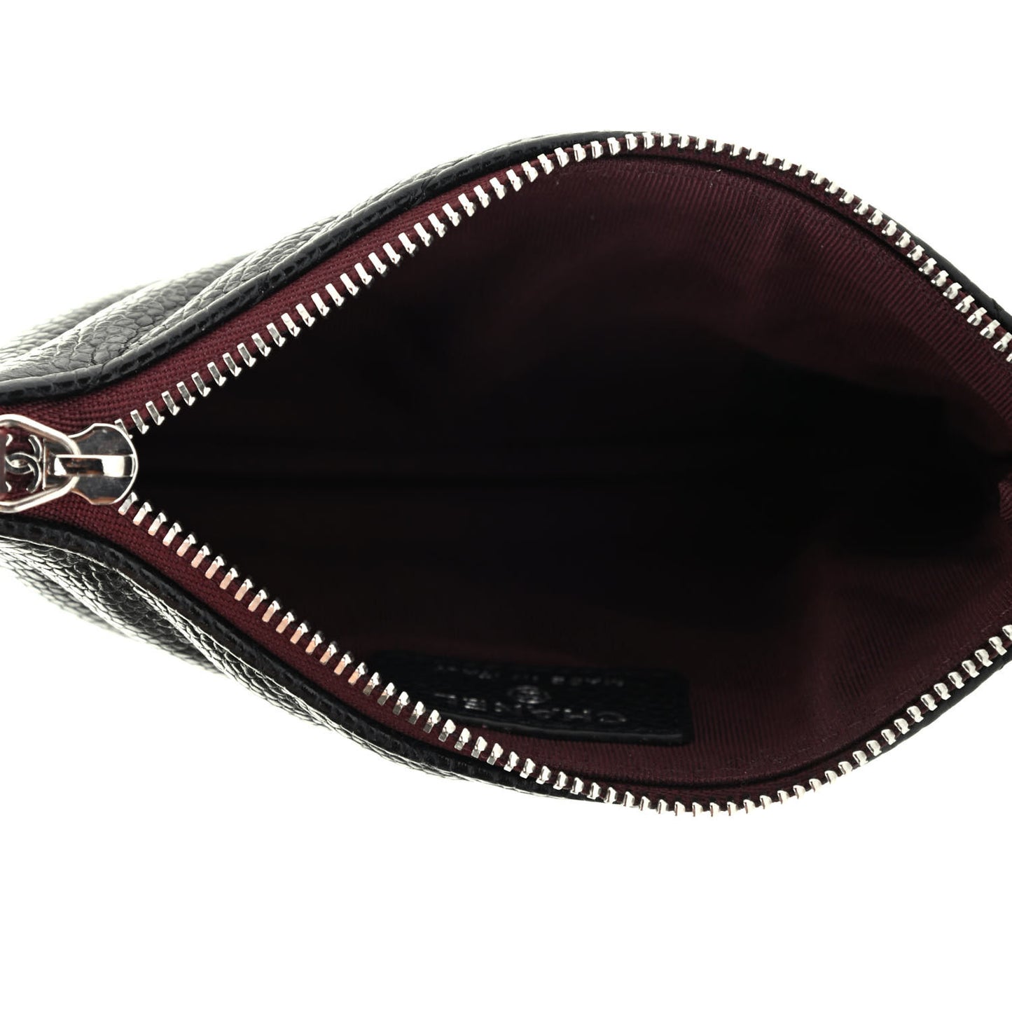 Caviar Chevron Quilted Small Cosmetic Case Black