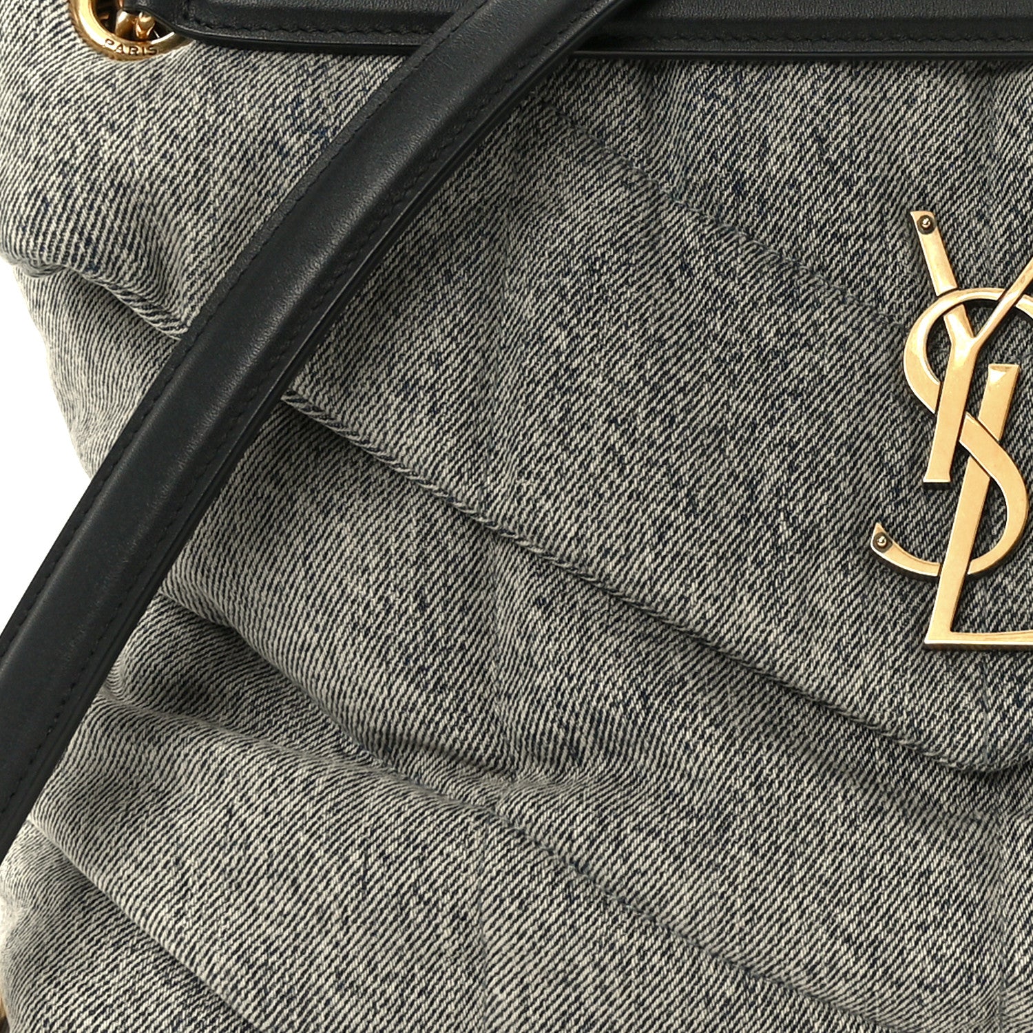 Saint Laurent Denim Quilted Medium Loulou Puffer Monogram Chain Satchel Azur 8 of 10