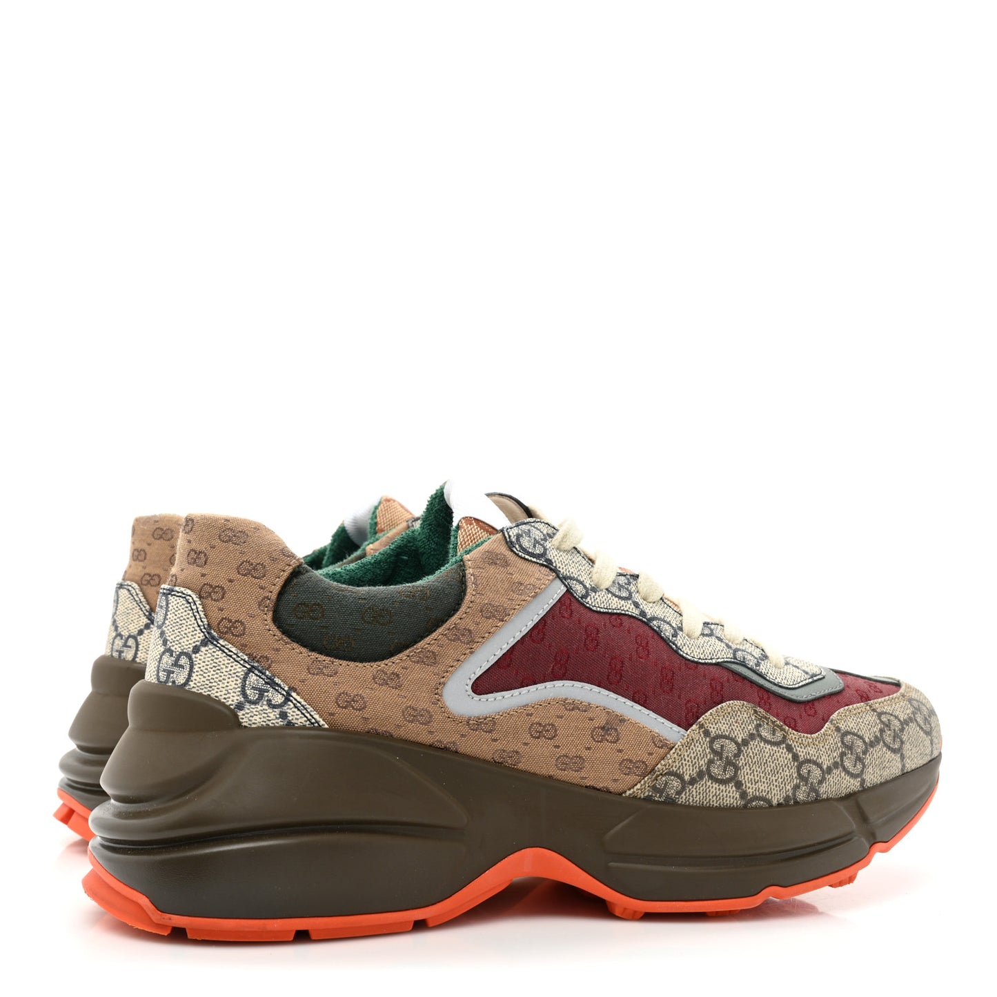 GG Supreme Monogram Mix Monogram Womens Rhyton Sneakers 40 Bordeaux Beige Ebony