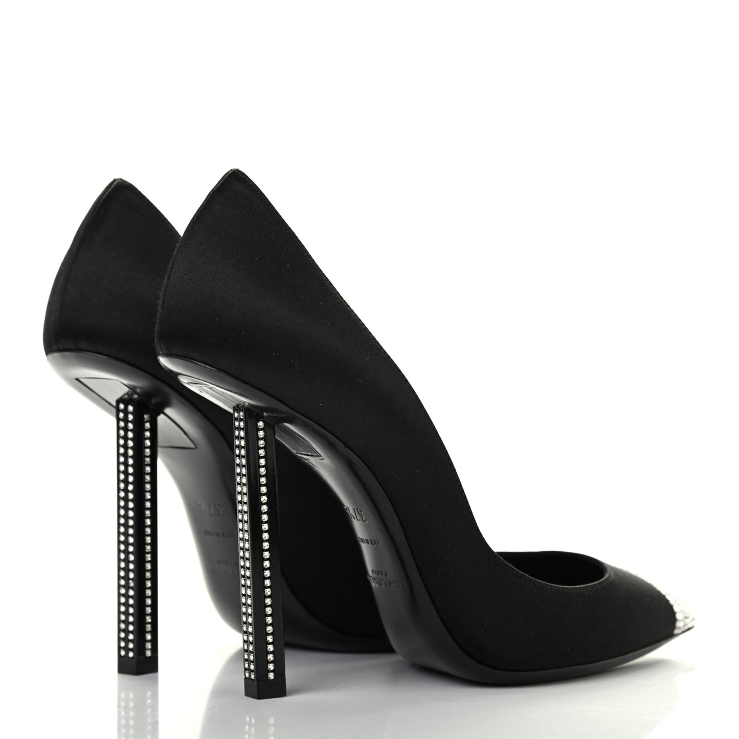Satin Crystal Embellished Tower 110 Pump 37.5 Black