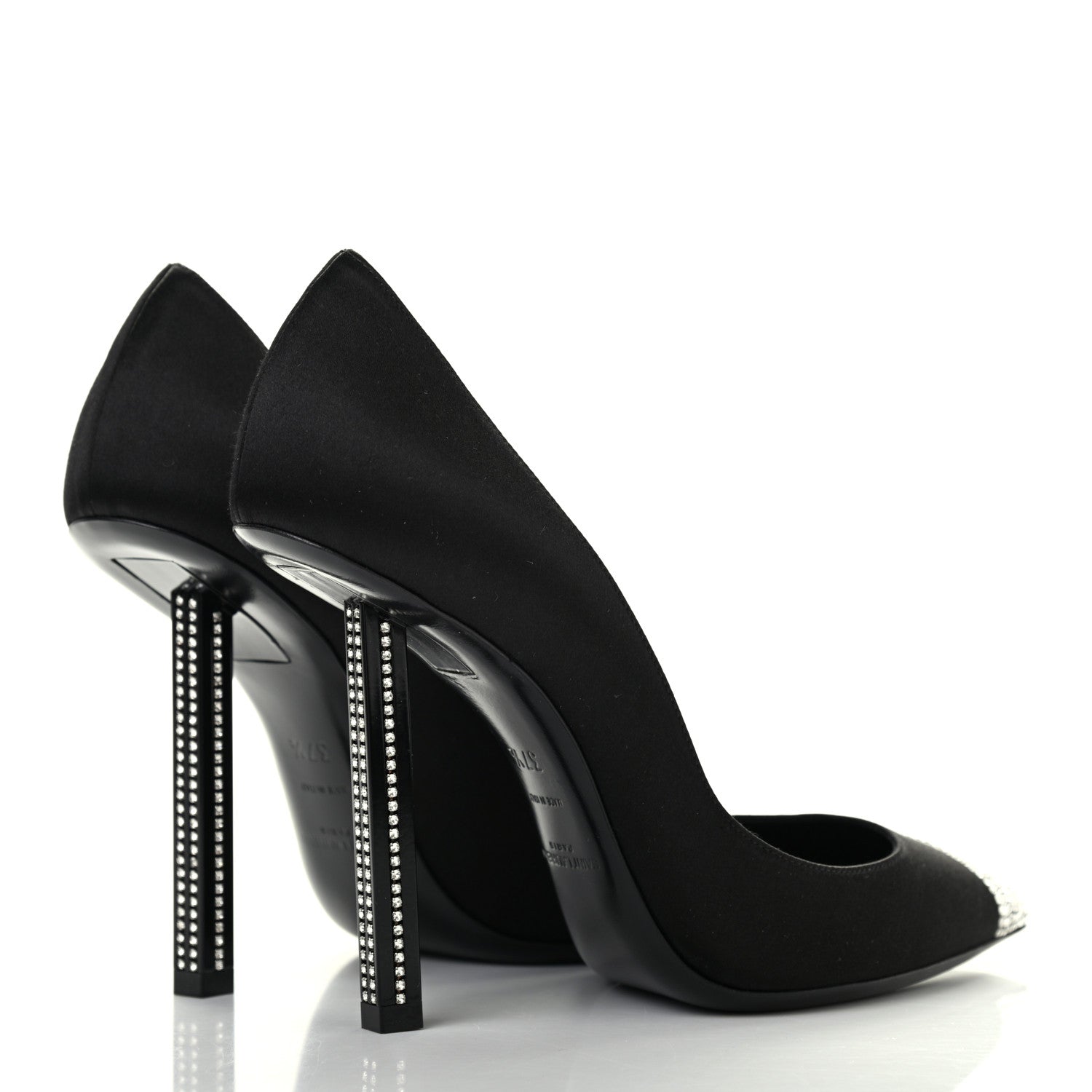Saint Laurent Satin Crystal Embellished Tower 110 Pump 37.5 Black 7 of 20