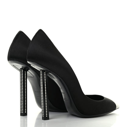 Saint Laurent Satin Crystal Embellished Tower 110 Pump 37.5 Black 7 of 20