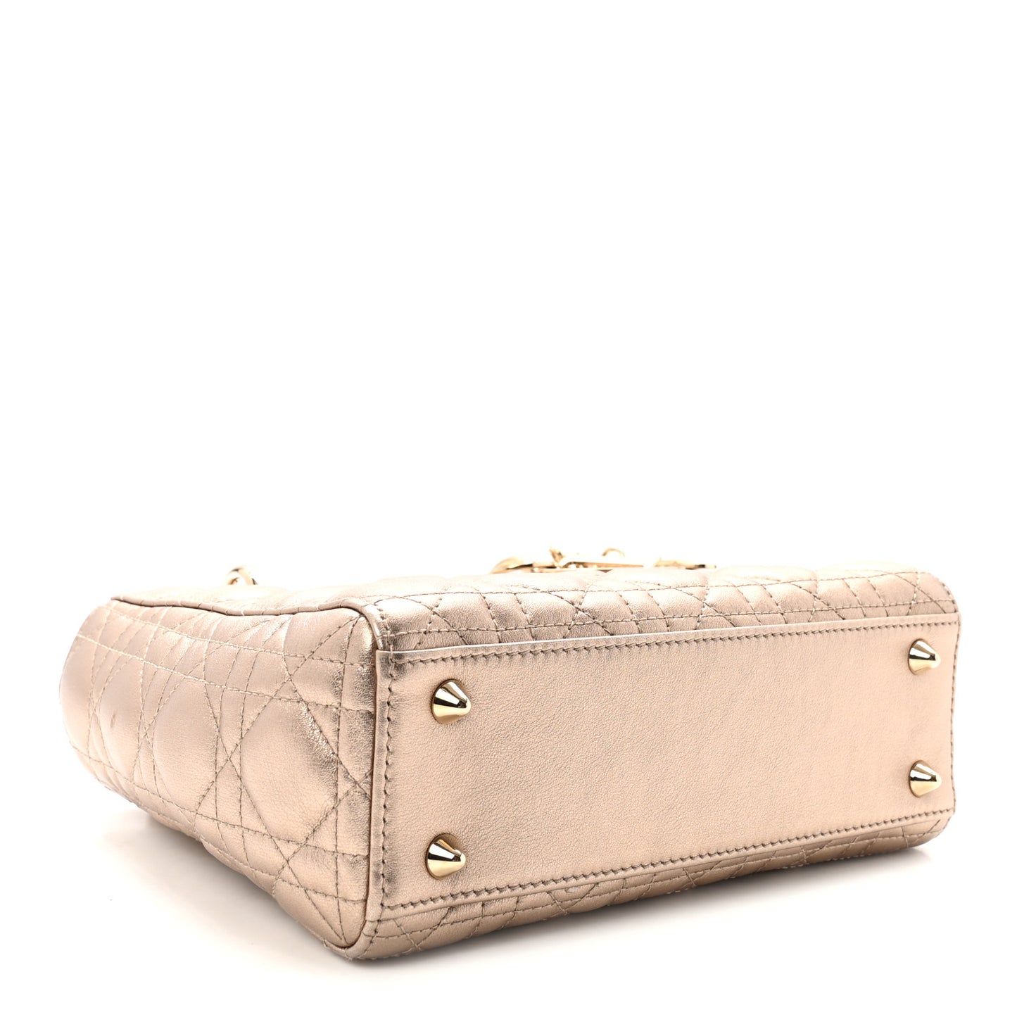Metallic Lambskin Cannage Small My ABCDior Lady Dior Gold