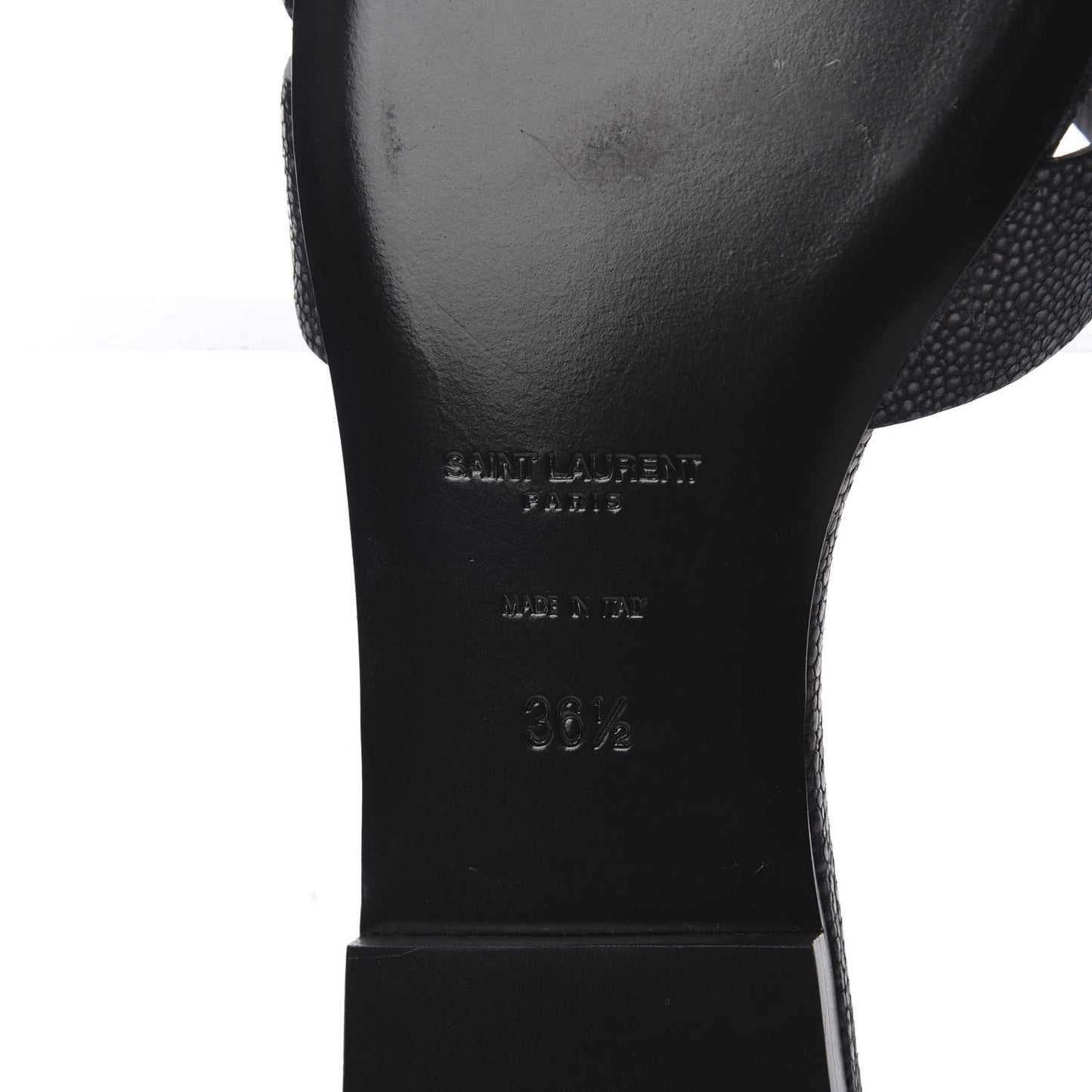 Calfskin Galuchat Embossed Tribute 05 Slide Sandals 36.5 Black