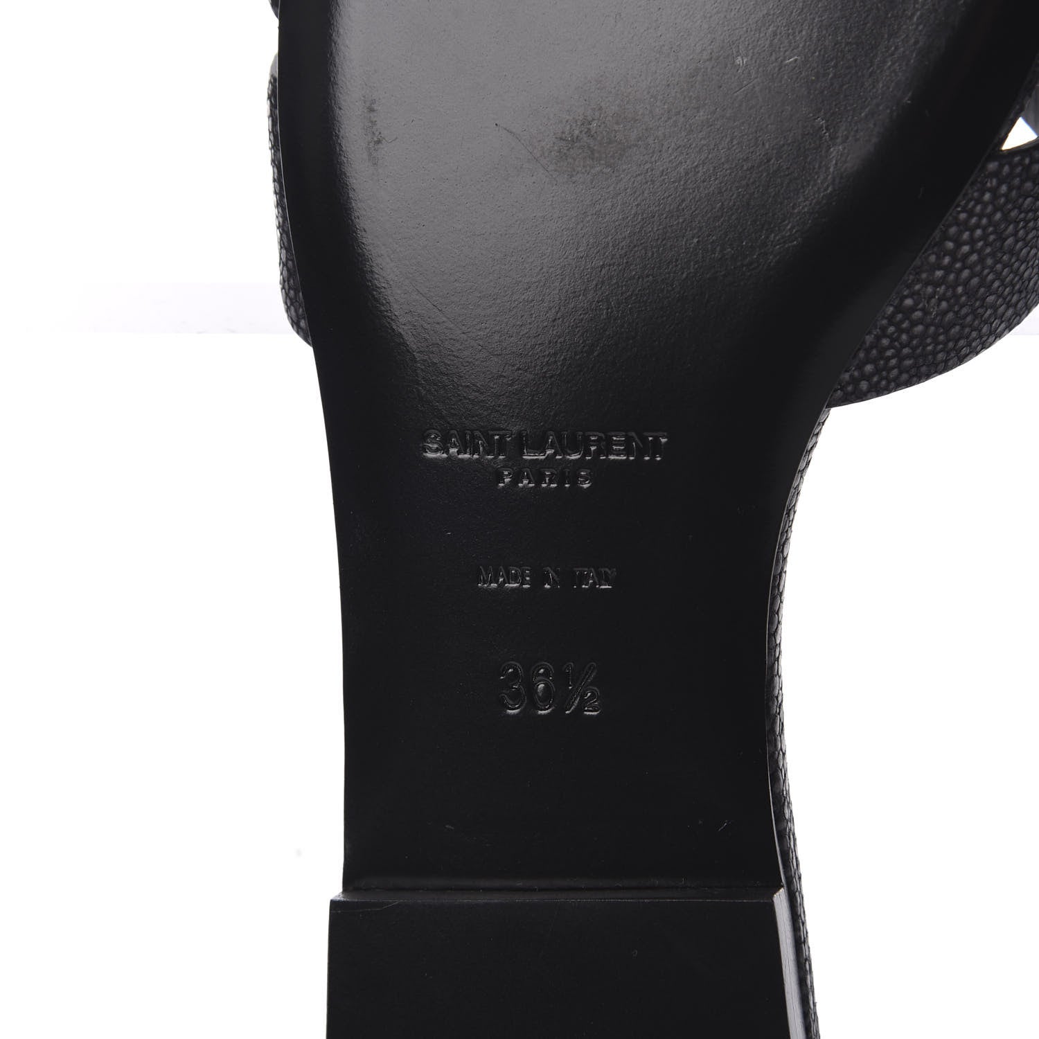 Saint Laurent Calfskin Galuchat Embossed Tribute 05 Slide Sandals 36.5 Black 7 of 9