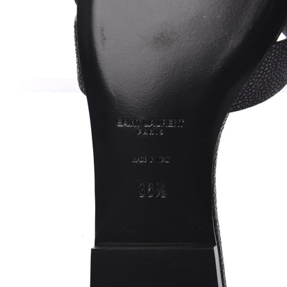 Saint Laurent Calfskin Galuchat Embossed Tribute 05 Slide Sandals 36.5 Black 7 of 9