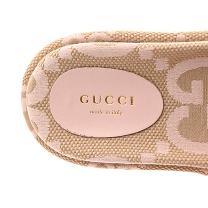 Gucci Monogram Jumbo GG Angelina Platform 55mm Slide Sandals 35.5 Beige Perfect Pink 7 of 9