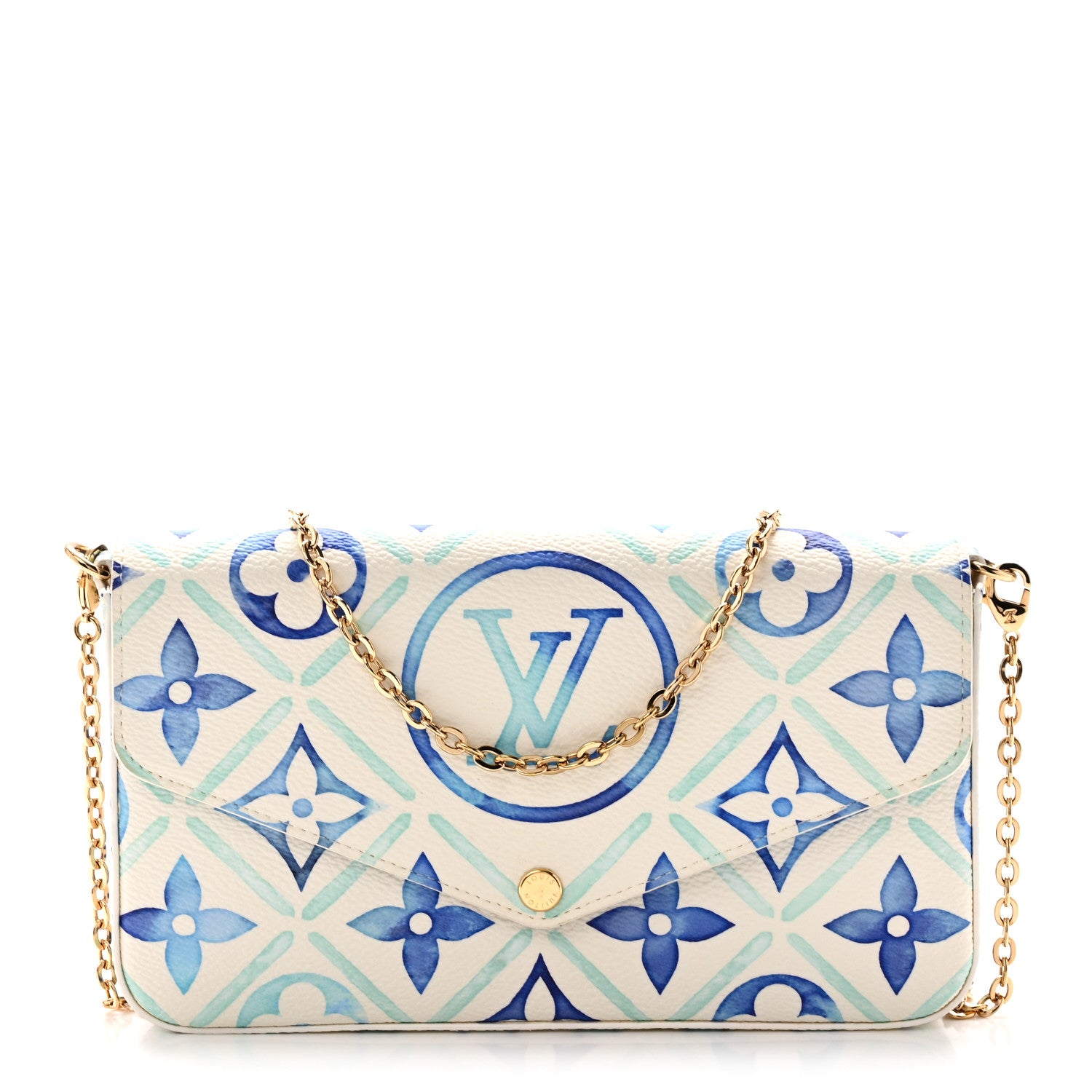 Louis Vuitton Monogram Giant By The Pool 2.0 Felicie Pochette Chain Wallet Lagoon Blue Lagoon Blue 1 of 9