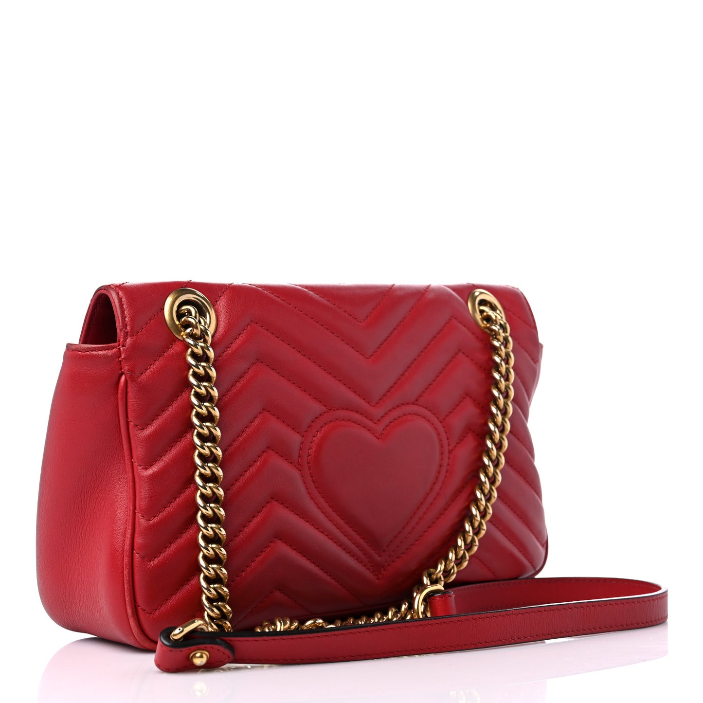 Calfskin Matelasse Small GG Marmont Shoulder Bag Hibiscus Red