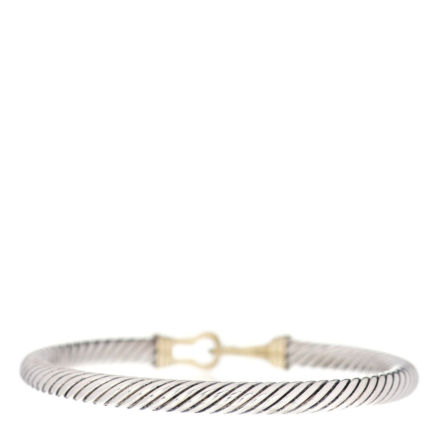 Sterling Silver 14K Yellow Gold 5mm Cable Classic Buckle Bracelet