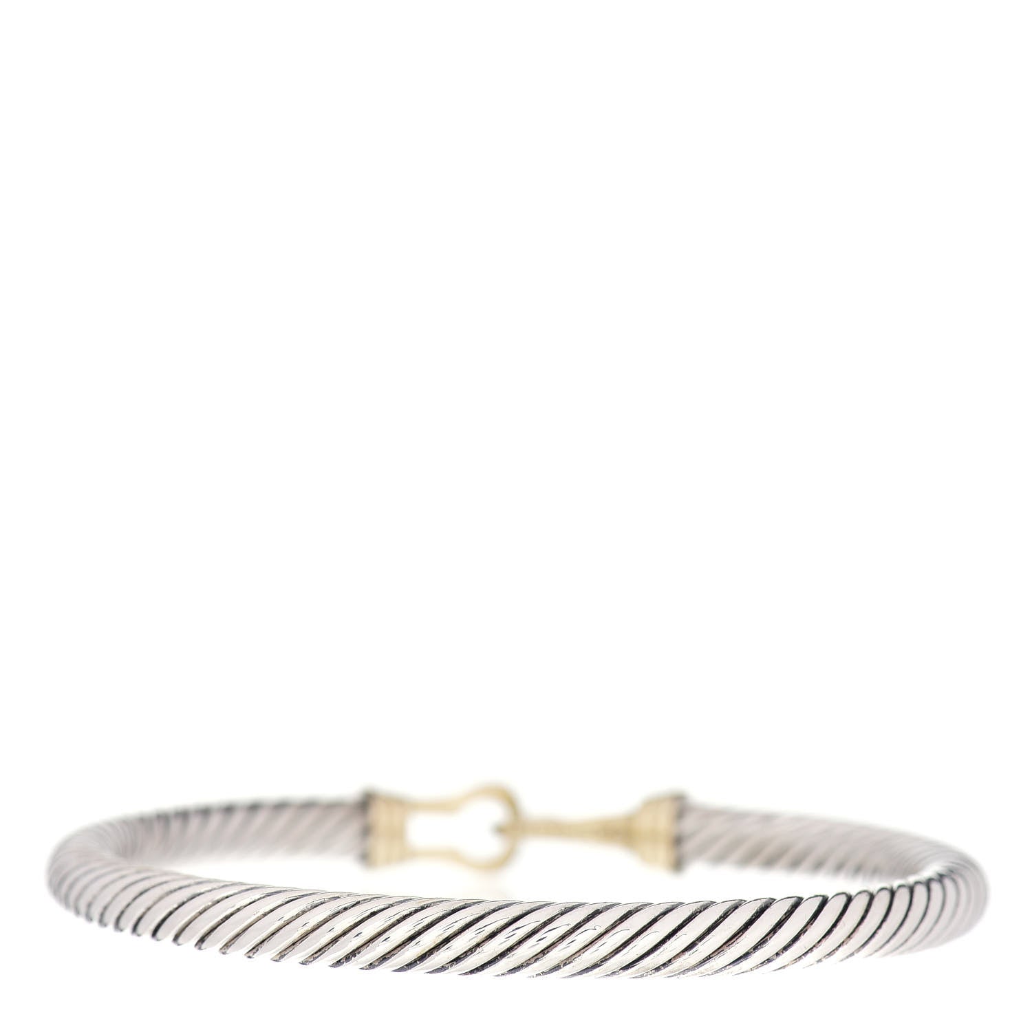 David Yurman Sterling Silver 14K Yellow Gold 5mm Cable Classic Buckle Bracelet 3 of 4